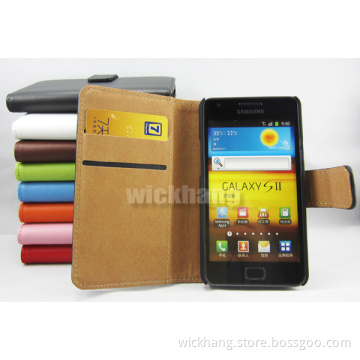 Genunie Leather Flip Case with Stand Card Holder for Samsung Galaxy S2 I9100
